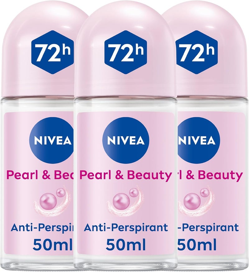 Nivea مزيل العرق رول أون نيفيا لؤلؤة وجمال للنساء، 3x50مل - Image 1